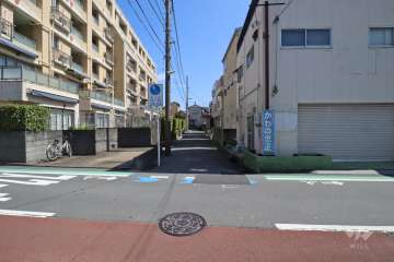 敷地南側の前面道路（西側から）