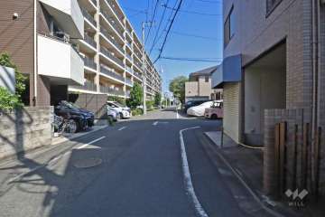 敷地南側の前面道路（西側から）