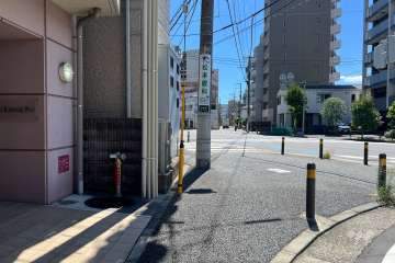 敷地の南西側前面道路（北西側から）