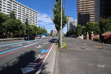 敷地西側の前面道路(南側から)