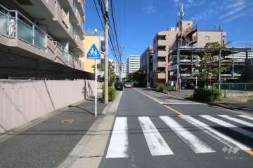 敷地南側の前面道路(西側から)