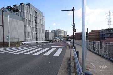 敷地西側の前面道路(北側から)