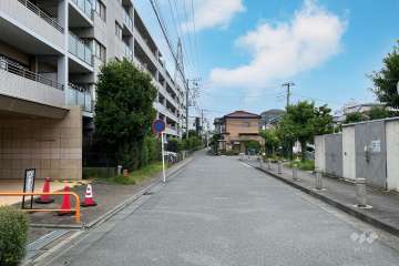 敷地南側の前面道路（西側から）