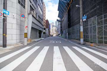 敷地西側の前面道路（南側から）