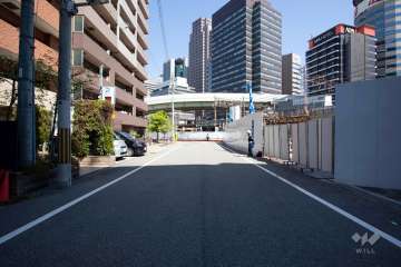 敷地南側の前面道路(西側から)