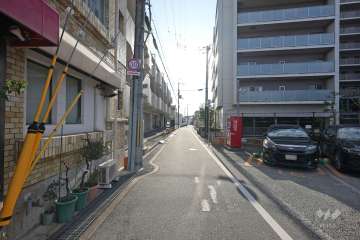 敷地西側の前面道路（南側から）