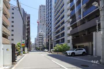 敷地北側の前面道路（西側から）