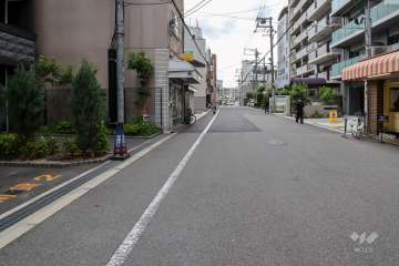 敷地西側の前面道路（北側から）