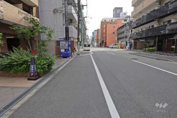 敷地西側の前面道路（北側から）