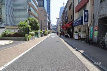 敷地南側の前面道路（西側から）
