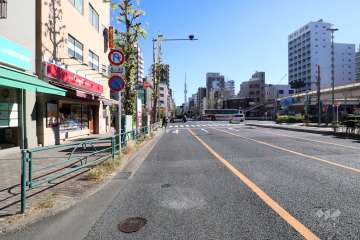 敷地南側の前面道路(西側から)