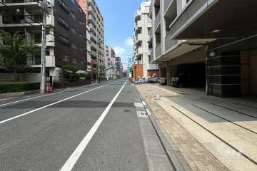 敷地の南西側前面道路（南東側から）