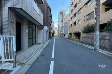 敷地の北側前面道路（西側から）