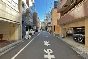 敷地東側の前面道路（北側から）