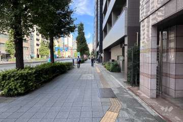 敷地の北西側前面道路（南西側から）