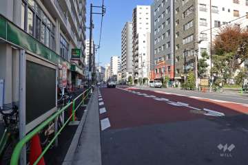 敷地東側の前面道路（南側から）