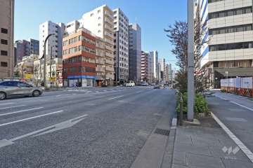 敷地南側の前面道路(西側から)