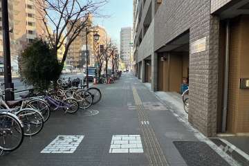 敷地の北東側前面道路（北西側から）