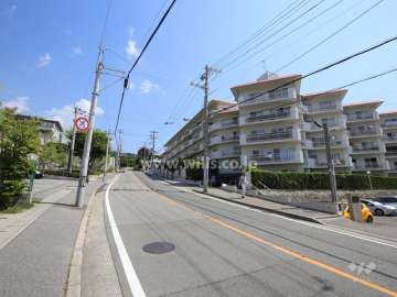 敷地西側は二車線のバス通りに面しています。