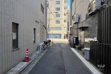 敷地の南側前面道路（西側から）