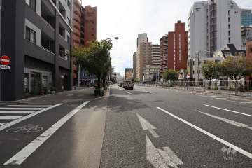 敷地西側の前面道路(北側から)