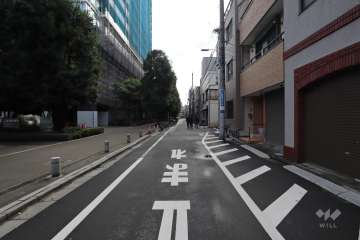 敷地西側の前面道路（北側から）