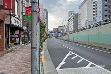 敷地南西側の前面道路（北西側から）
