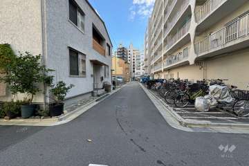 敷地の北側前面道路（西側から）