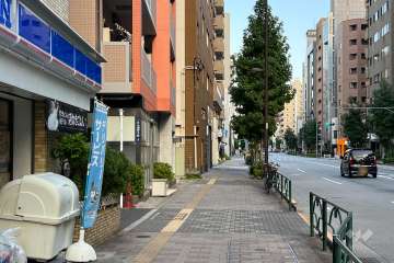敷地南側の前面道路（西側から）
