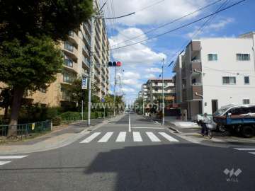 敷地南側の前面道路（西側から）