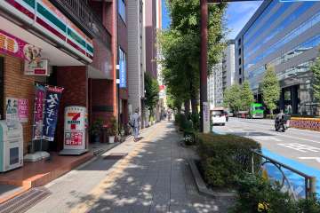 敷地の南東側前面道路（南西側から）