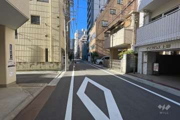 敷地東側の前面道路（北側から）