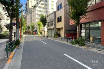 敷地の北側前面道路（西側から）