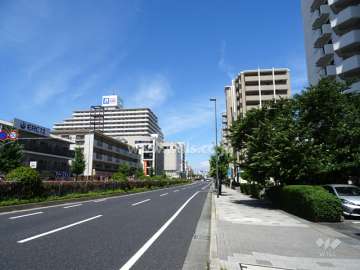 敷地北側の前面道路。国道2号線です。