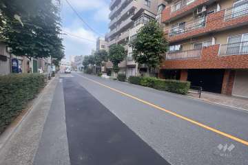 敷地南西側の前面道路（南東側から）