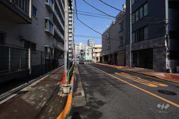 敷地東側の前面道路(南側から)