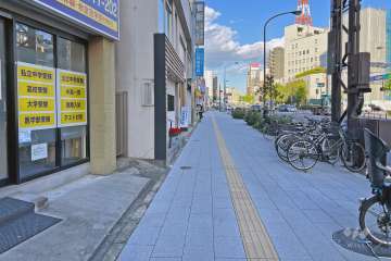 敷地の南東側前面道路は昭和通りです（南西側から）。