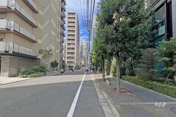 敷地の南西側前面道路（南東側から）