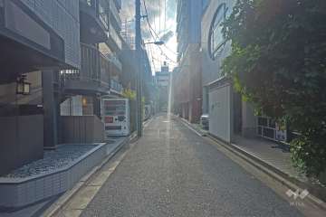 敷地の南側前面道路（西側から）