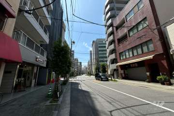 敷地の西側前面道路（北側から）