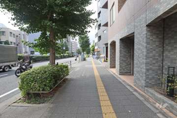 敷地南西側の前面道路（南東側から）