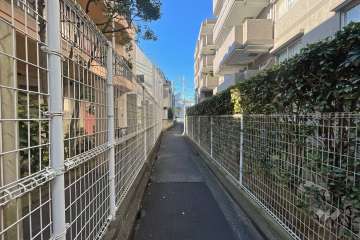 敷地南東側の前面道路（北東側から）
