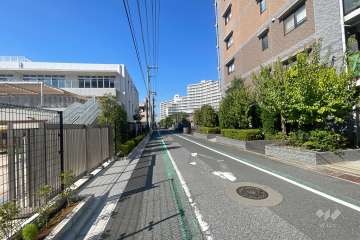 敷地西側の前面道路（南側から）