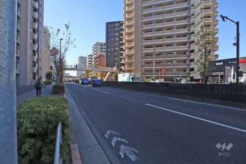 敷地北西側の前面道路(北東側から)