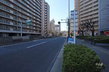 敷地南東側の前面道路(北東側から)