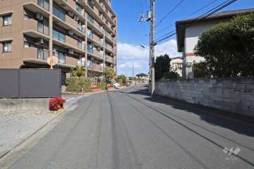 敷地南東側の前面道路（南西側から）
