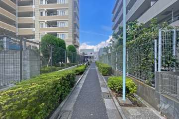 敷地北東側の前面道路（南東側から）