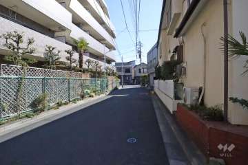 敷地南側の前面道路(西側から)