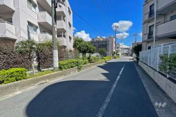 敷地南側の前面道路（西側から）
