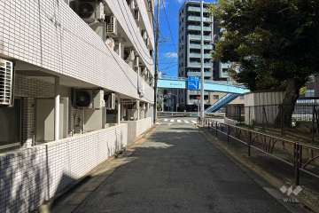 敷地南東側の前面道路（南西側から）